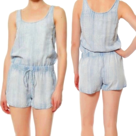 Anthropologie Cloth and Stone Susanna Romper in Blue Plaid - Picture 1 of 5